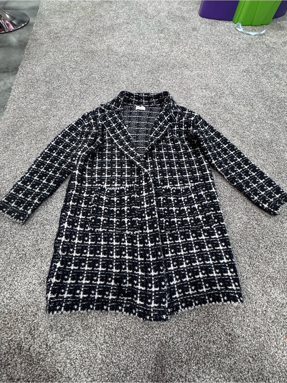 wild fable Black and White Tweed Blazer Jacket